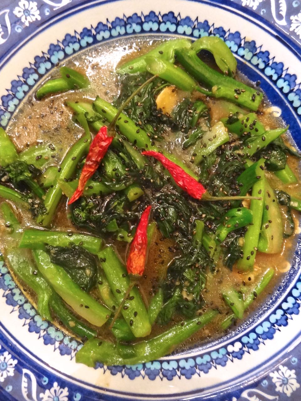 Scrumpdillyicious Stir Fried Gai Lan with Garlic & Oyster Sauce