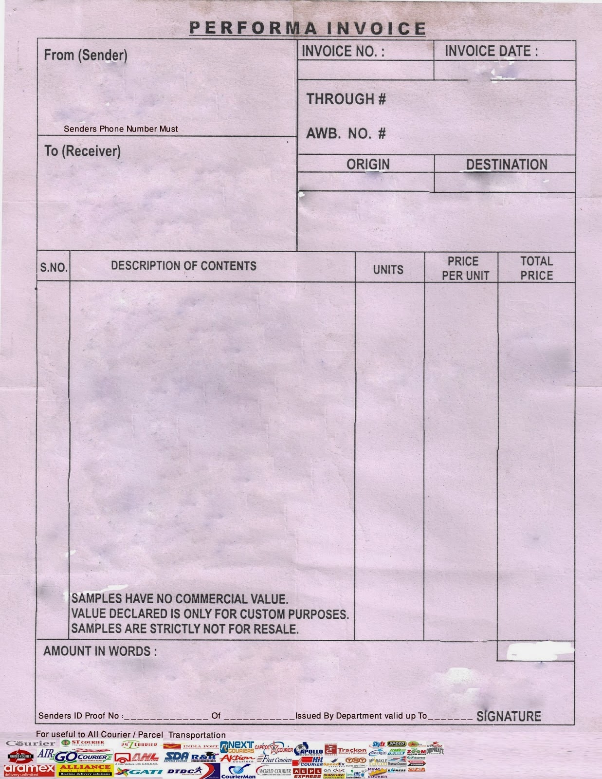 proforma invoice in word format