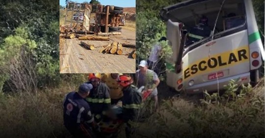TRAGÉDIA: Acidente com ônibus escolar mata motorista e duas crianças TRAGÉDIA: Acidente com ônibus escolar mata motorista e duas crianças