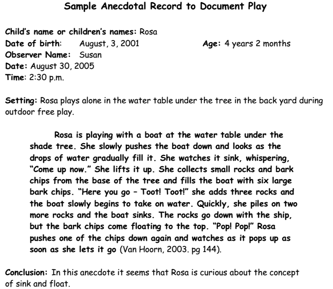 anecdotal report baby question essay anecdotal history young child remark essay