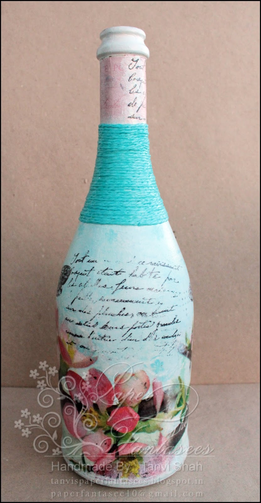Paper Fantasees The Craft Blog Decoupage Wine bottle
