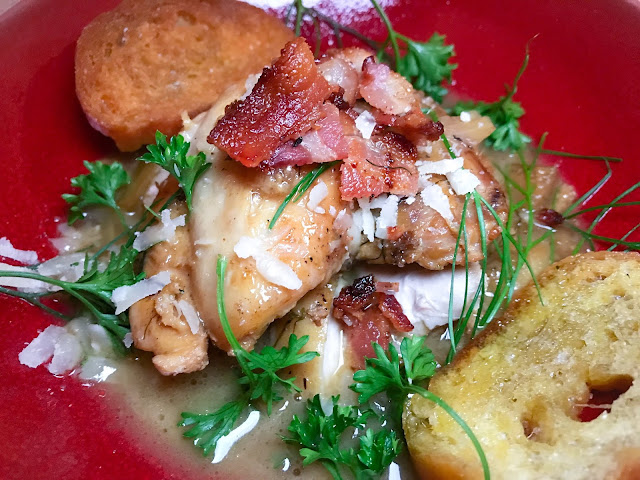 Chicken with gravy and bacon. Photo by Nicole Ruiz Hudson