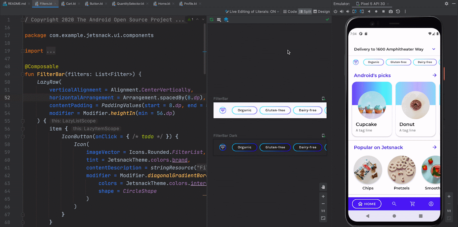   Live Edit of Literals: edit strings and see it reflected immediately in Preview  