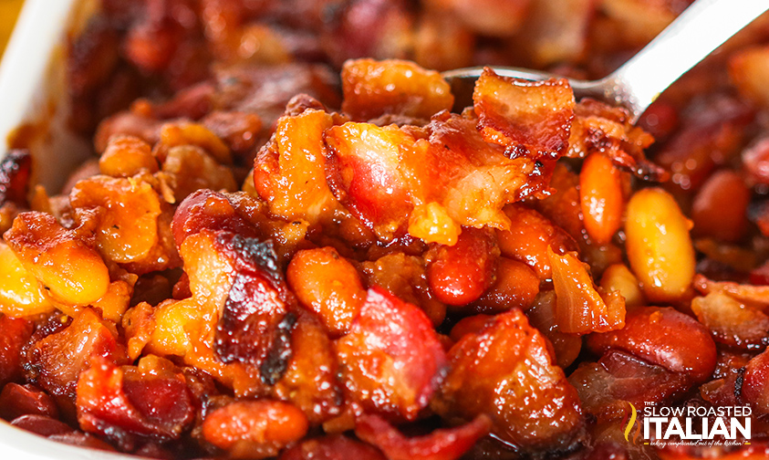BBQ Oven Baked Beans with Bacon + Video