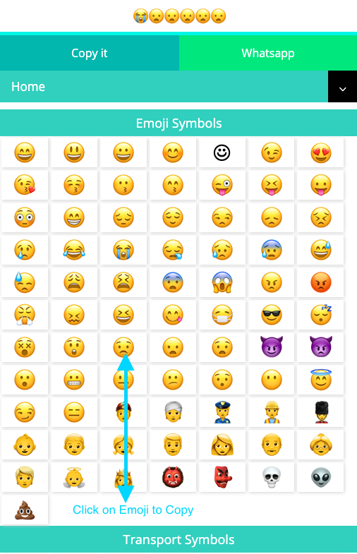 Click on emoji to copy emoji symbols