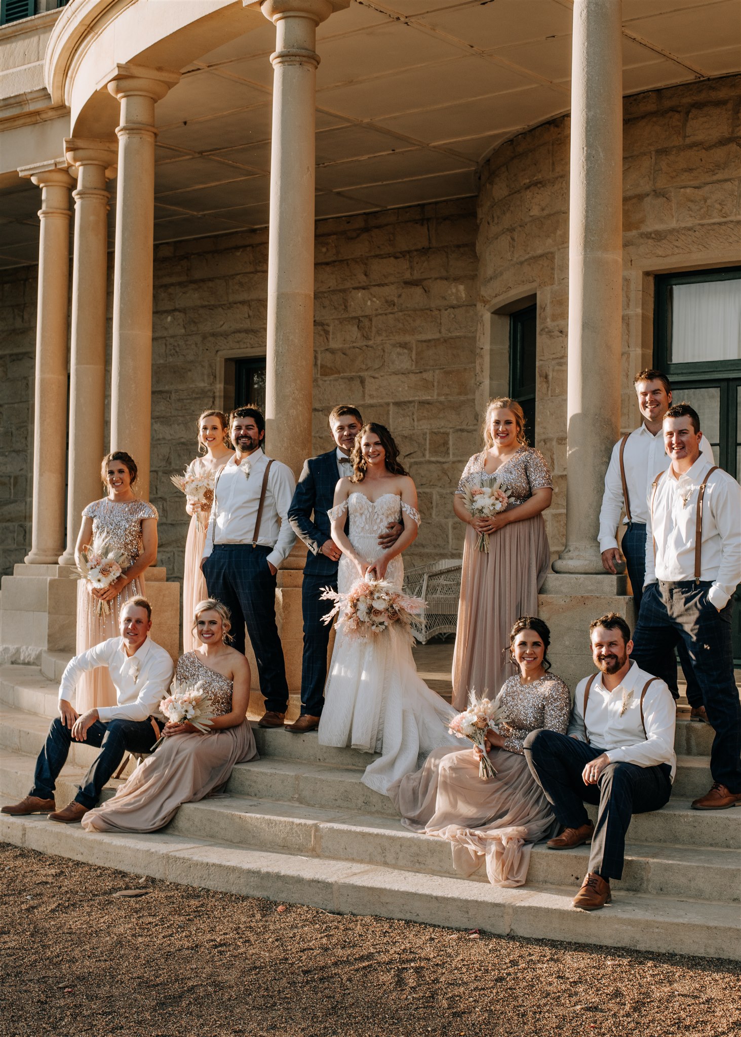bird and boy photography luxe boho real wedding with blush pink tones floral design country venue australian bridal gown designer