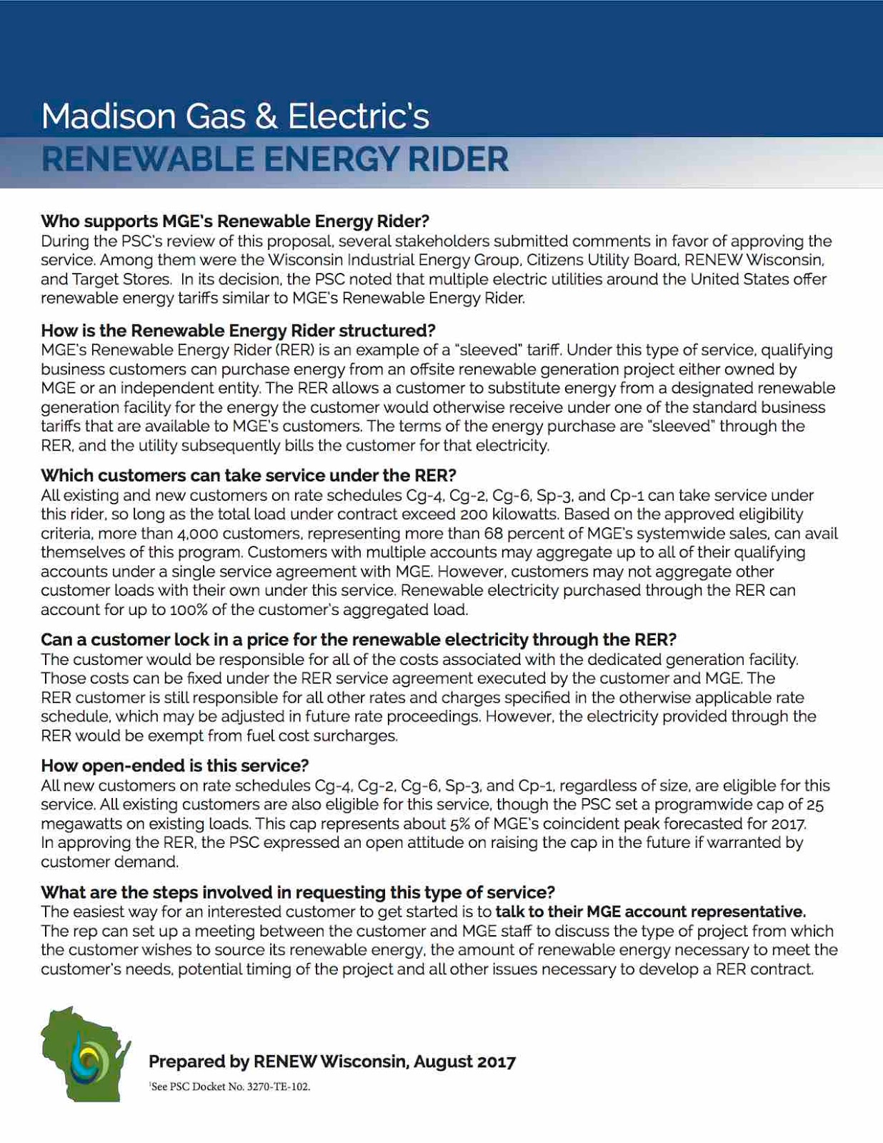 Madison Gas Electric s Renewable Energy Rider Ready For Action 