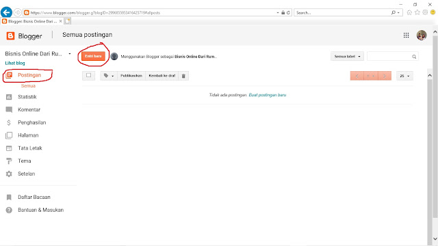 Membuat Postingan Baru Di Blogger