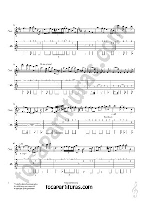 Hoja 2  Guitarra Tablatura y Partitura de Meditación Punteo Tablature Sheet Music for Guitar Tabs Music Scores PDF/MIDI para Guitarra