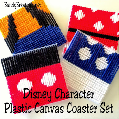 Create fun coaster sets of your favorite Disney characters with these free plastic canvas patterns.  You can make Mickey, Minnie, Donald, and Goofy a part of your home, Disney party, or as gifts for the Disney fan in your life.