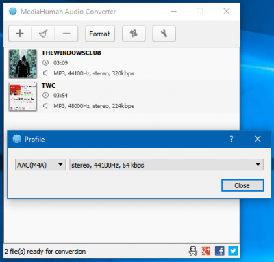 MediaHuman Audio Converter convertit plusieurs fichiers audio en masse