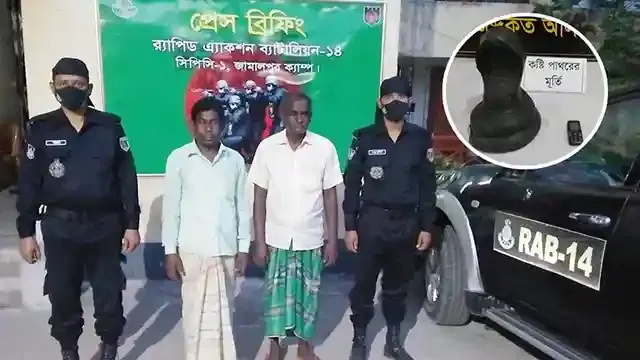 সরিষাবাড়ীতে র‌্যাবের অভিযানে কষ্টিপাথরের মূর্তি উদ্ধার, আটক ২