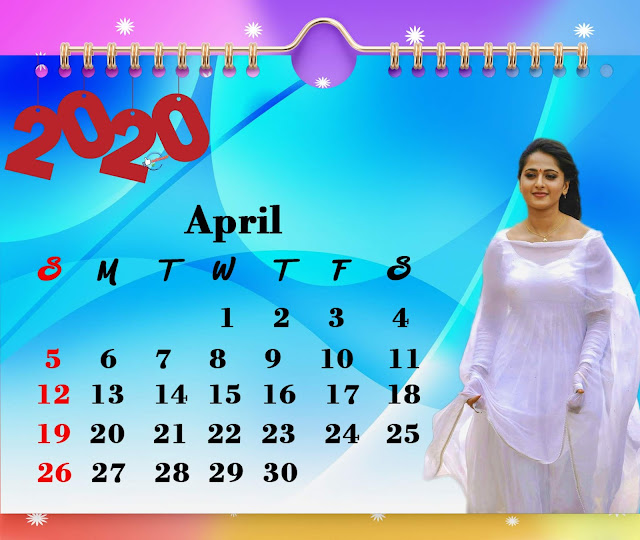 2020 April Calendar Anushka
