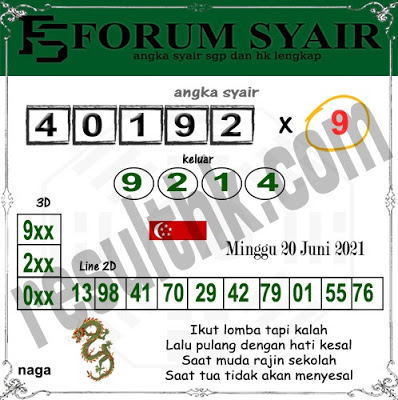 Prediksi Syair Sgp 20 Juni 2021 Syair Togel Sgp Pangkalantoto