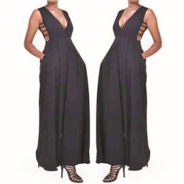Women's Sleeveless Gowns: Long-Dress Jumpsuits with Cut-Out Sides