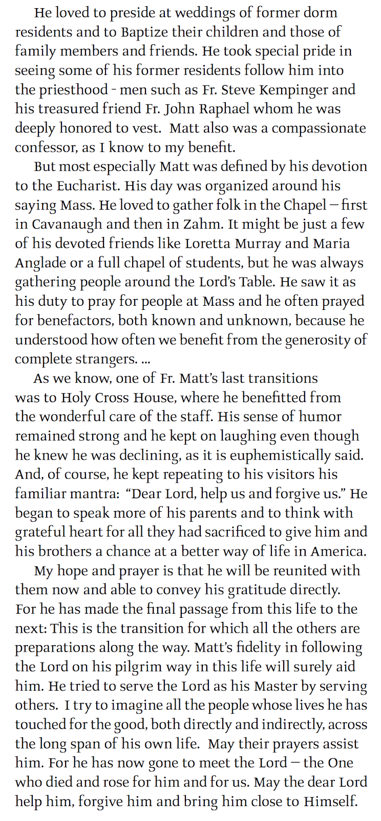 review link the obituary is the same one as seen above excerpts of the father miceli s eulogy by rev william miscamble c s c appears below click review link the obituary is the same one as seen above excerpts of the father miceli s eulogy by rev william miscamble c s c appears below click