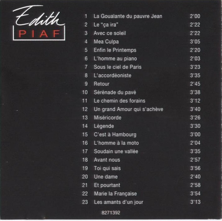 ENTRE MUSICA EDITH PIAF L'homme à