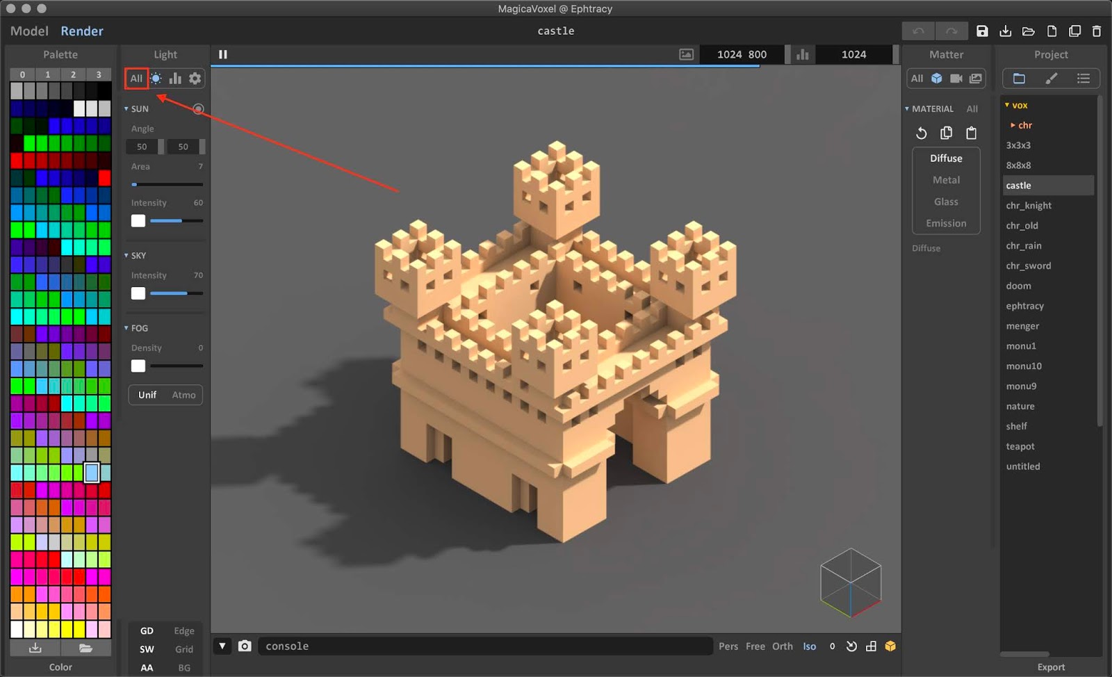 Light window in MagicaVoxel Light window in MagicaVoxel