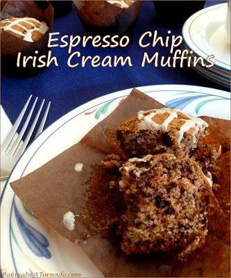 Espresso Chip Irish Cream Muffins, have your coffee and eat it too. | Recipe developed by www.BakingInATornado.com | #recipe #breakfast
