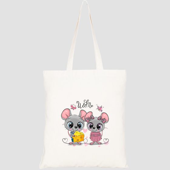 TÚI VẢI TOTE CANVAS IN HÌNH TWO CUTE CARTOON RATS ON HT492 – HTFASHION