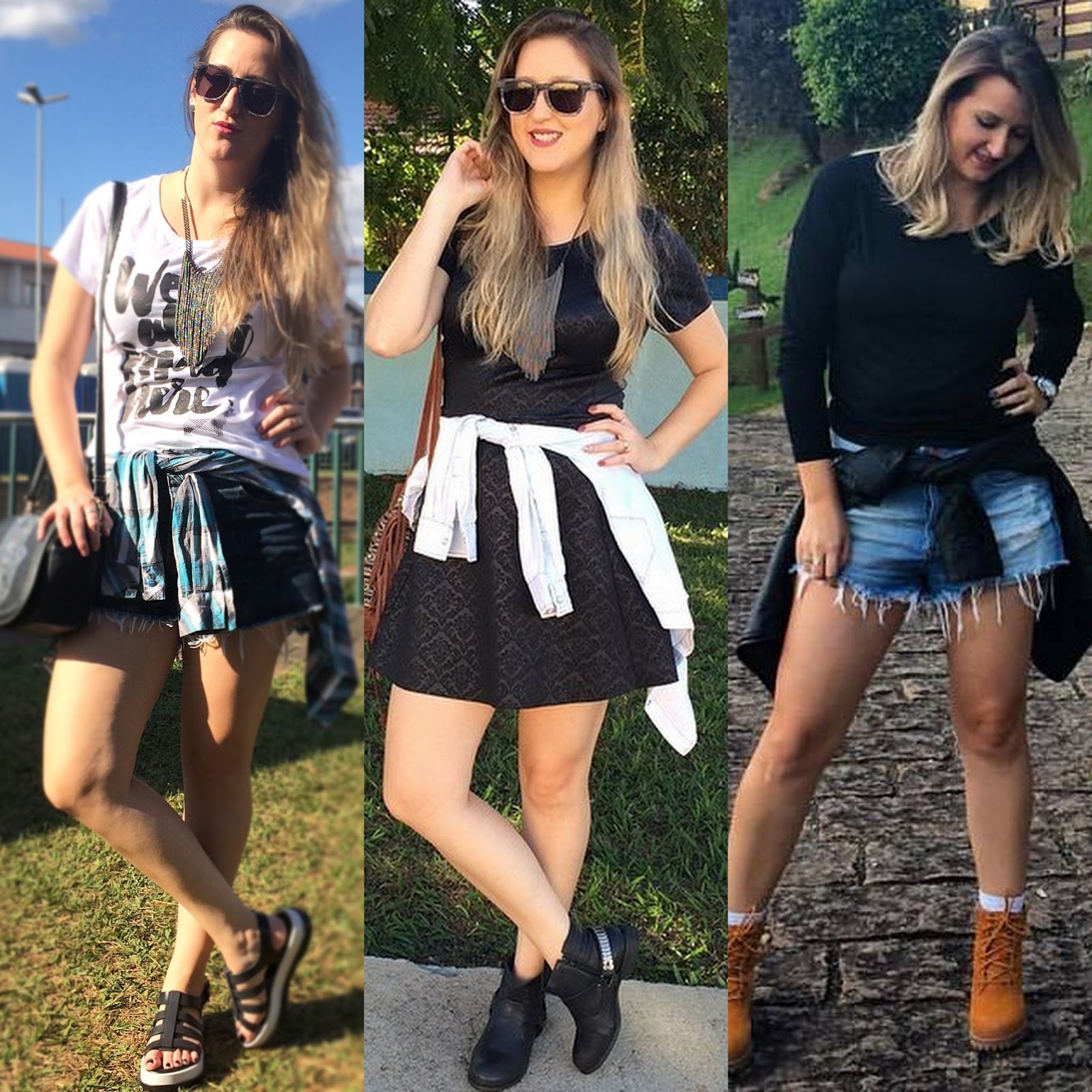 vestido com camisa amarrada na cintura