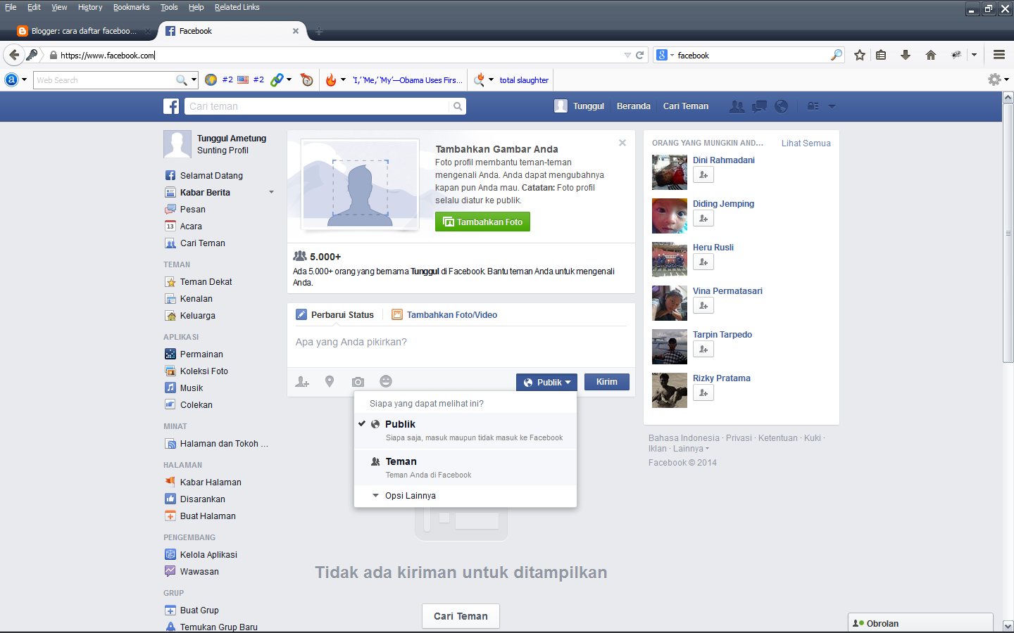 Cara Membuat Status Di Facebook Baru  DAFTAR FB - Masuk 