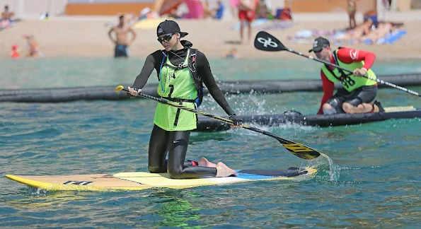 Princess Charlene, Gareth Wittstock, Prince Albert joined the Riviera Sup Race at Larvotto beach, Monaco