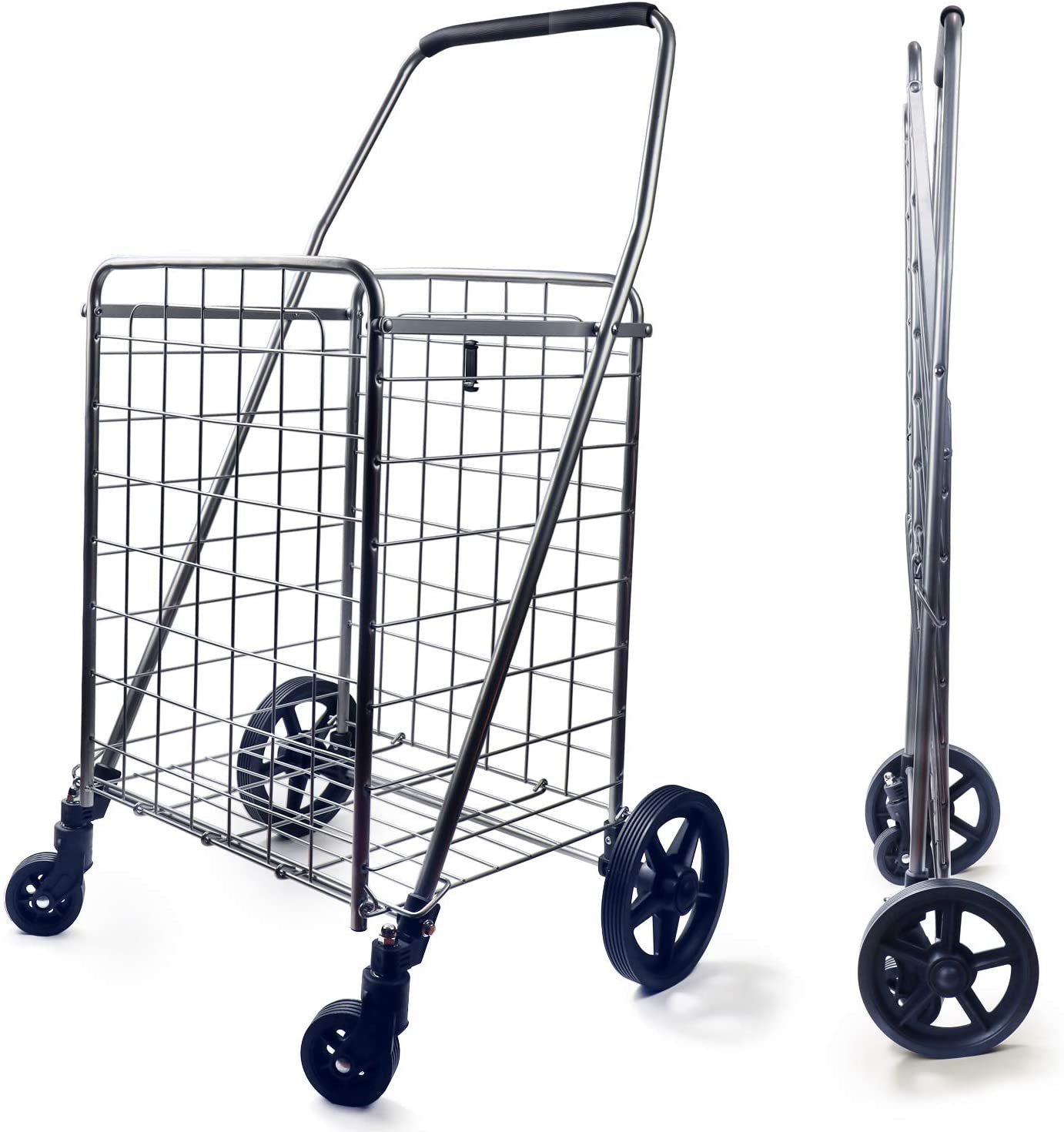 Wellmax WM99024S Grocery Utility Shopping Cart, Easily Collapsible and
