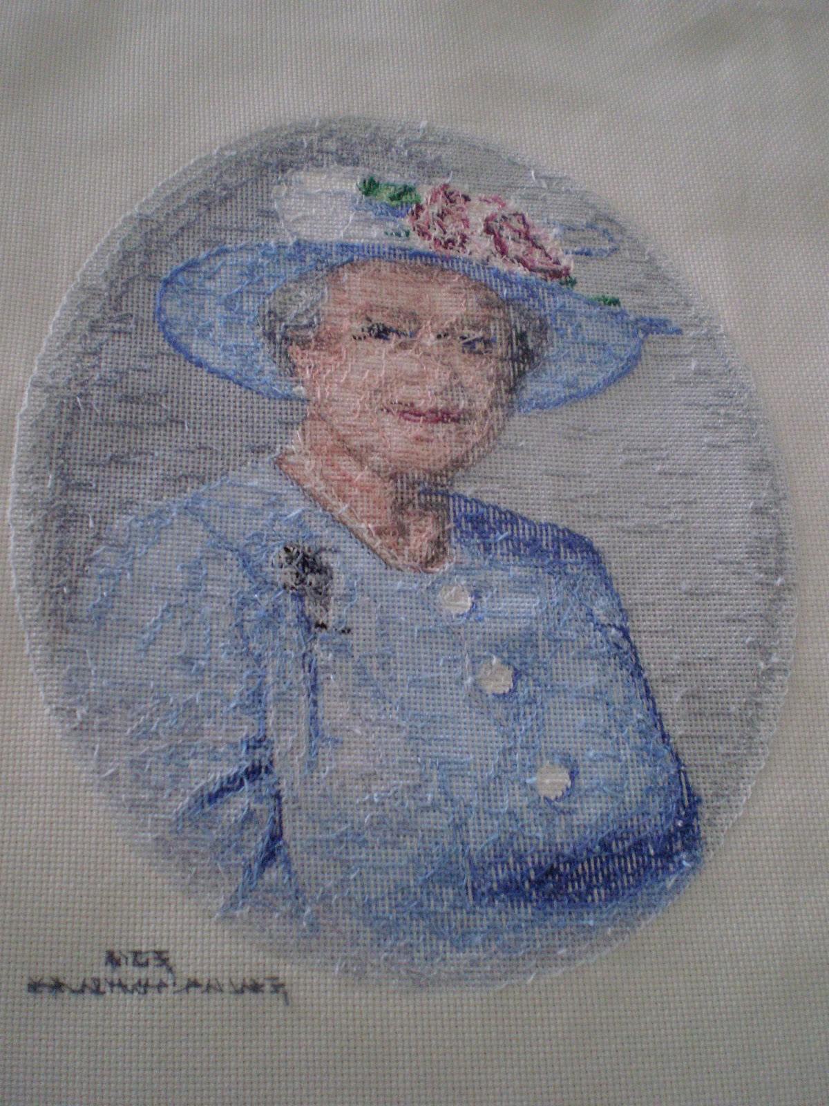 Linens and Royals: John Clayton Cross Stitch QUEEN Finished