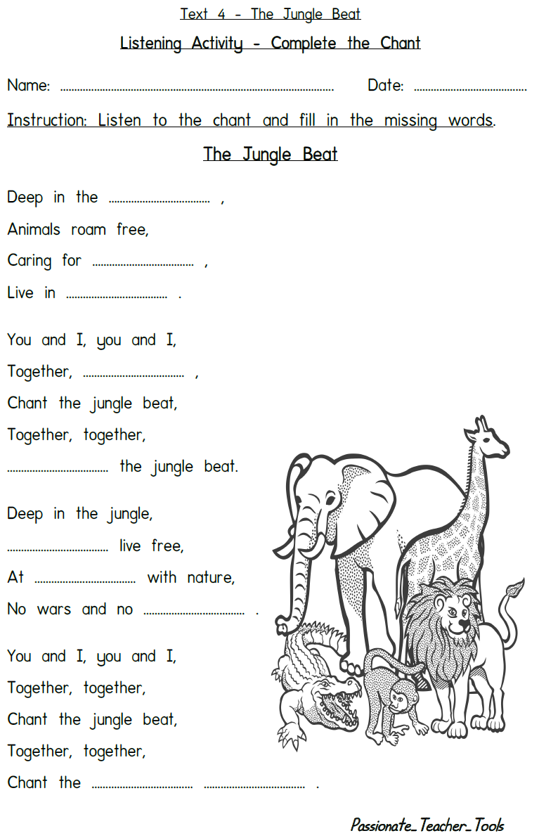 Passionate Teacher Tools Text 4 The Jungle Beat (With Suggested