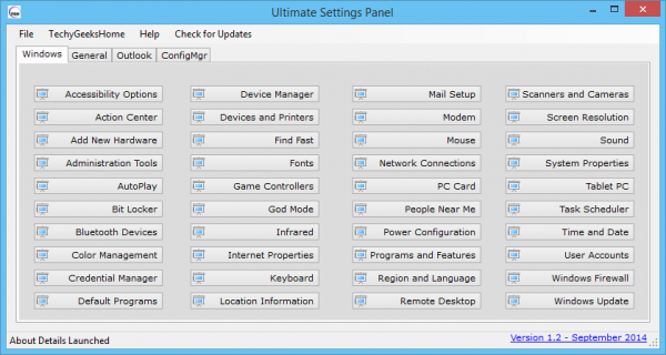 Панель Ultimate Settings для Windows