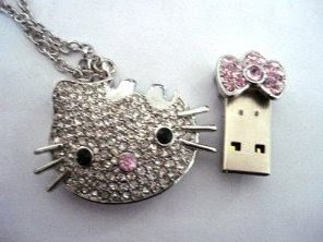 Crystal Hello Kitty Necklace Pendrive