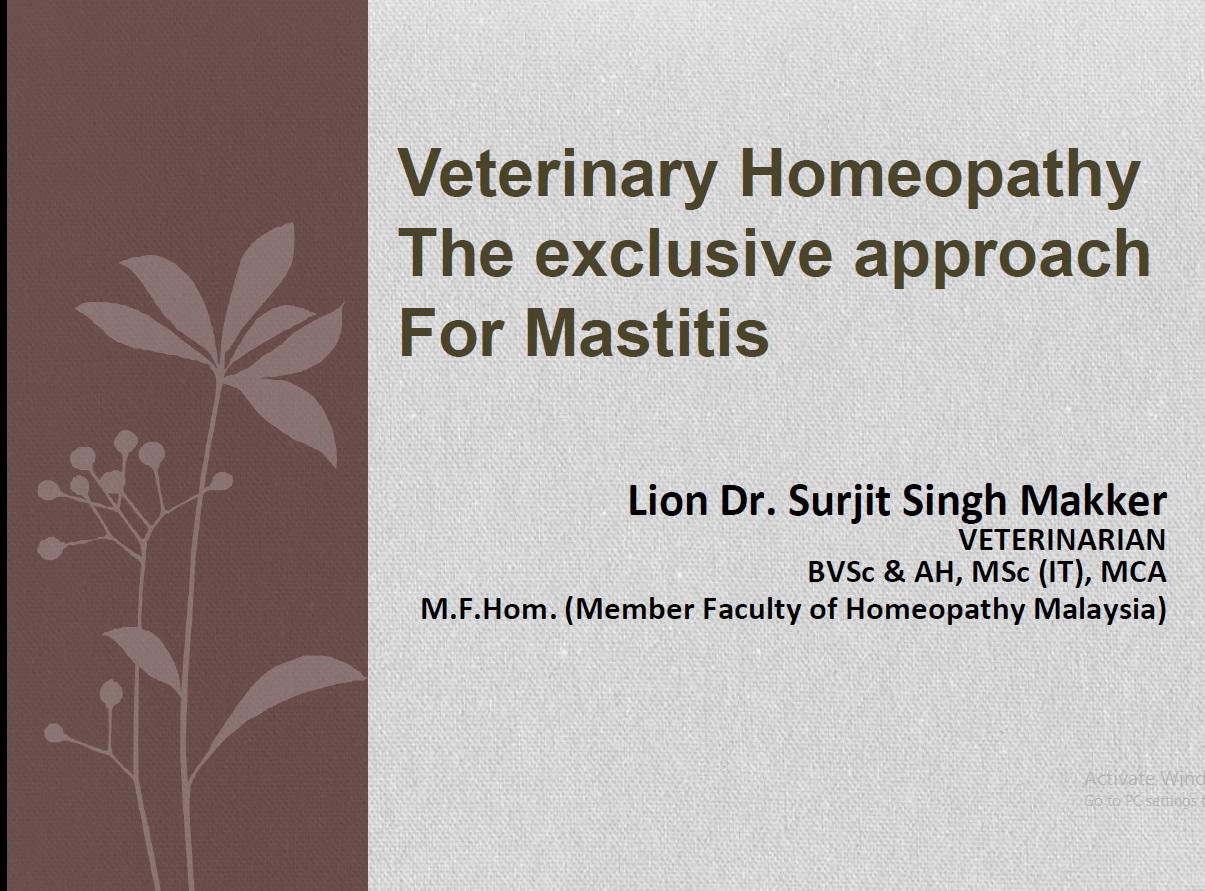 Veterinary Homeopathy The Exclusive Approach for Mastitis