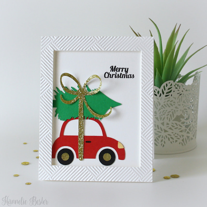 Christmas card - Car with Christmas tree - Love SVG