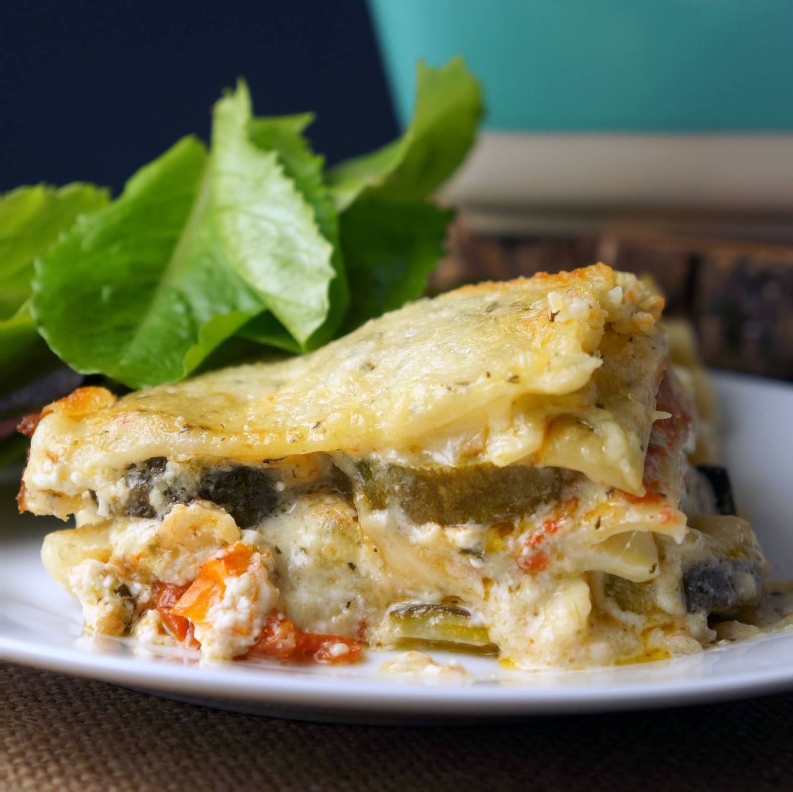 The Scattered Cook Roasted Veggie Lasagna with Creamy Pesto Sauce