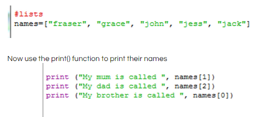 GCSE Computer Science: Python Evidence - Session 5 - Lists