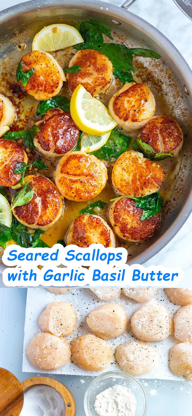 Seared Scallops with Garlic Basil Butter
