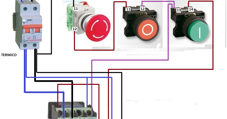 Esquemas eléctricos: marcha paro y paro de emergencia de motor monofasico