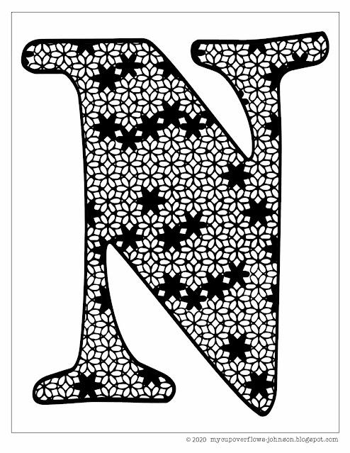 Letter N design coloring page