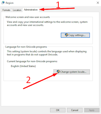 Administrative > Change System Locale Administrative > Change System Locale
