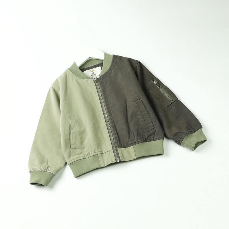 Áo Khoác Trẻ Em Khaki Tay Dài Phối Dây Kéo - BELDINO 158333 4 5 413