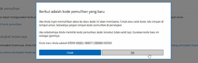 Menambahkan Kode Pemulihan Email Microsoft