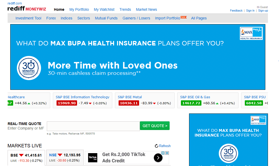 Rediff Money Original Official Website