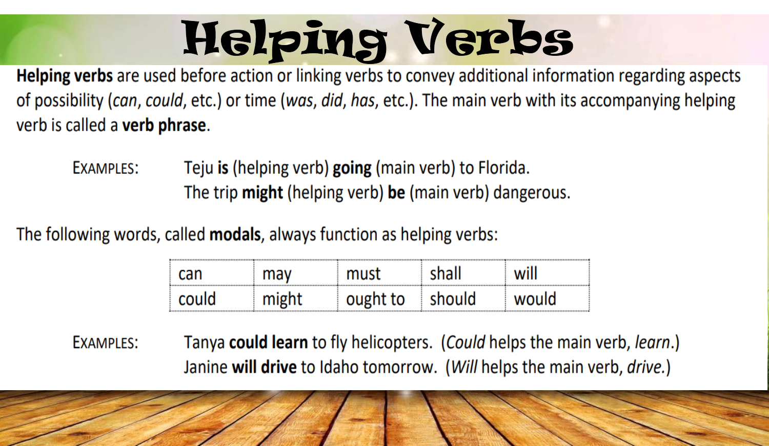 Main Verb Vs Helping Verb