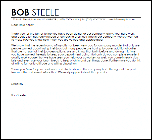 Appreciation Letter To Employees For A Job Well Done Appreciation Letter To Employees For A Job Well Done