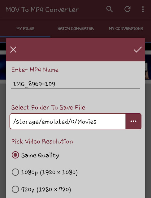 Convert MOV videos to MP4 on Android