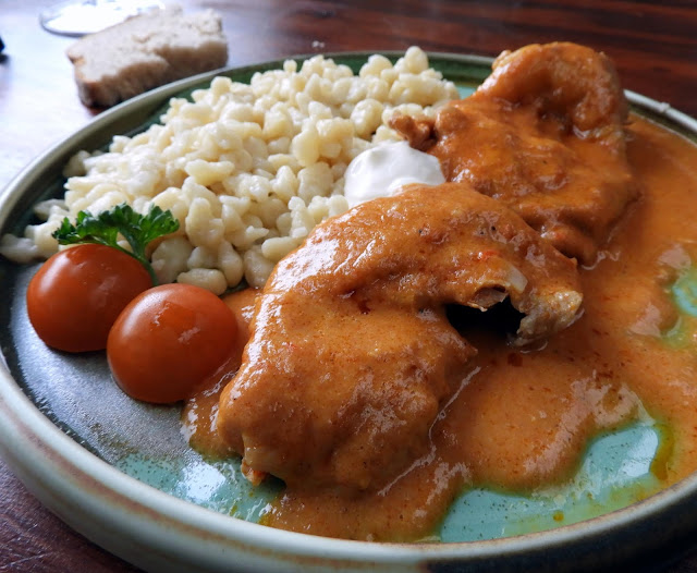  Chicken in paprika sauce with dumplings