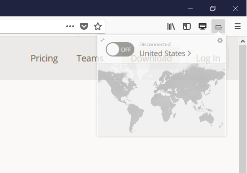 Disattiva VPN in Firefox