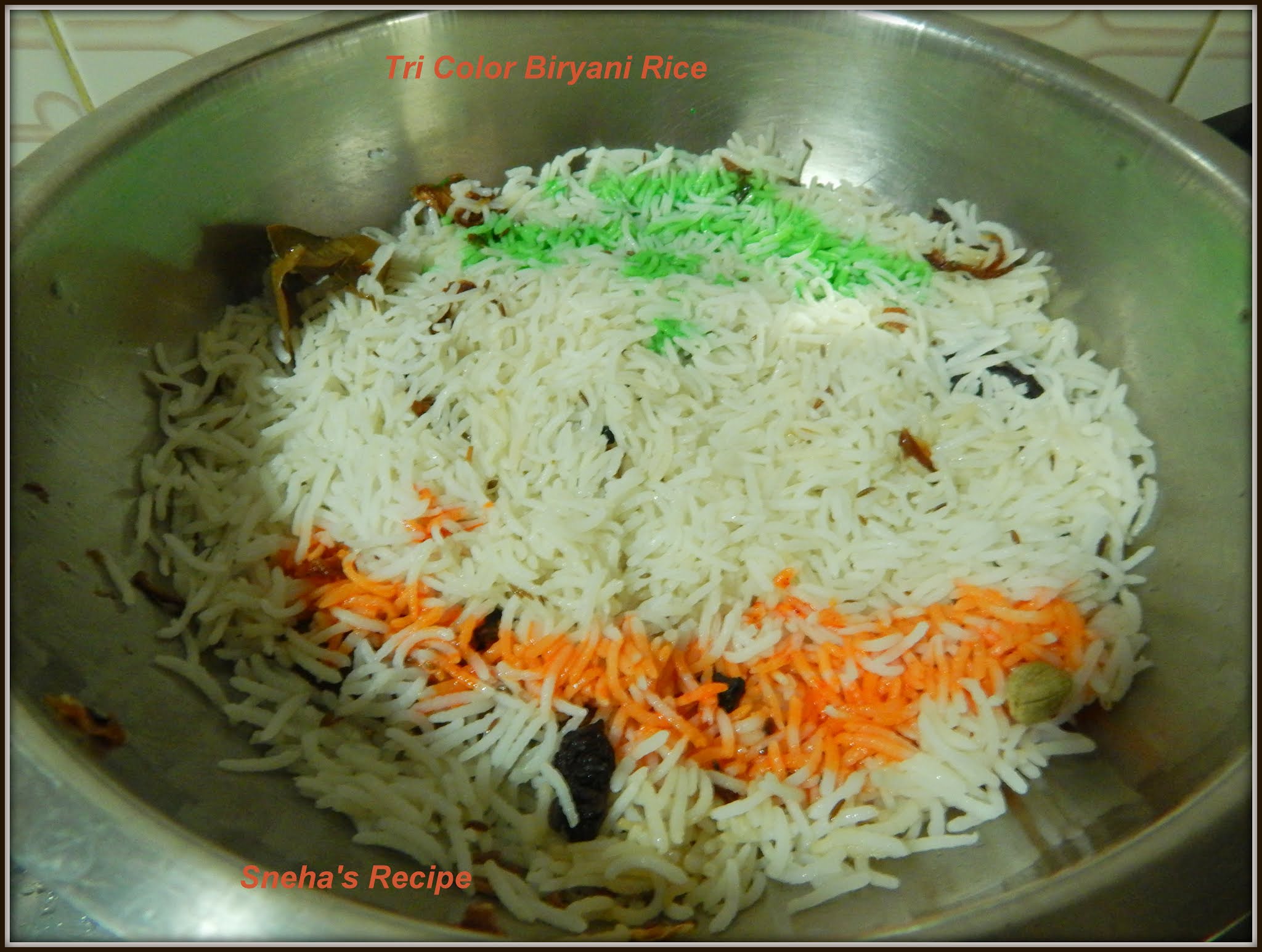 Tri Color Biryani Rice Sneha's Recipe