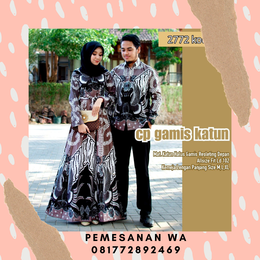 Model Baju  Gamis Batik  Couple Sarimbit Katun Kombinasi 